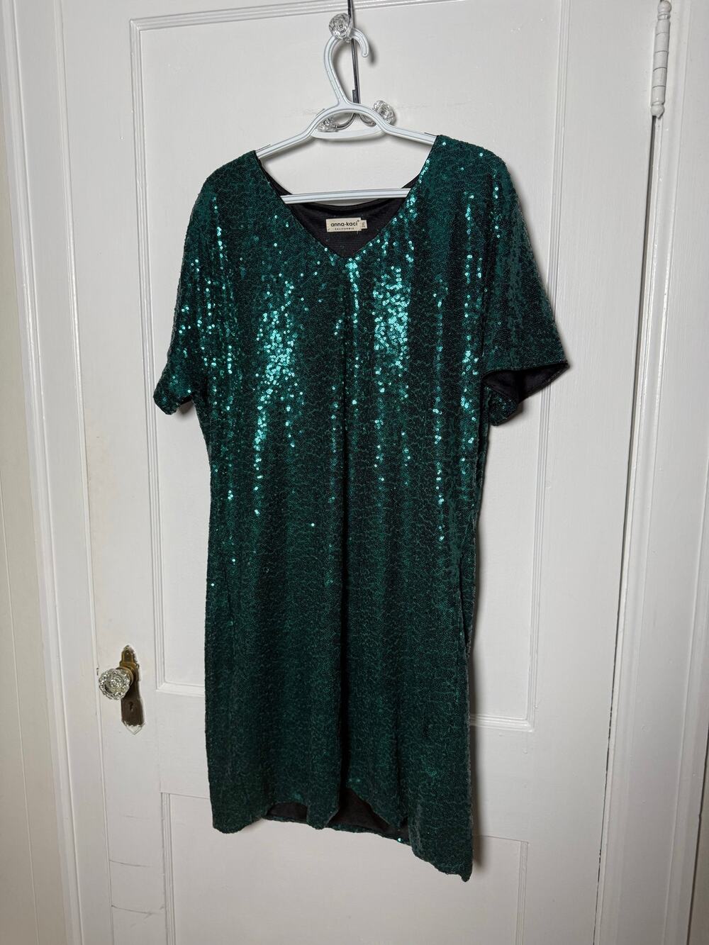 Anna-Kaci 2X Emerald Green Sequin Dress Plus Size Holiday Party Glam Cocktail